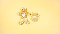 Two gingerbread man. Gingerbread made by children. Big white heart in the chest of a man. Homemade cookies Royalty Free Stock Photo