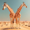 Two giraffes in lovely warm colors giraffe heads Royalty Free Stock Photo