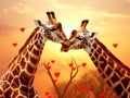 Two Giraffes Showing Love