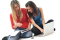 Two girl work on laptop Royalty Free Stock Photo