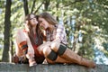 Two girlfriends outdoor Royalty Free Stock Photo