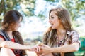 Two girlfriends outdoor Royalty Free Stock Photo