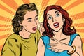 Two girlfriends talking pop art Royalty Free Stock Photo