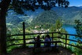 Two girls admire the view from Mount Straza Bled Royalty Free Stock Photo