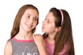 Two girls in the age of ten talking and dreaming Royalty Free Stock Photo