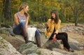 Two girls in autumn park Royalty Free Stock Photo