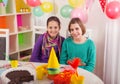 Two girls on birthday party Royalty Free Stock Photo