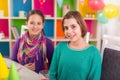 Two girls on birthday party Royalty Free Stock Photo