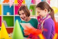 Two girls on birthday party Royalty Free Stock Photo