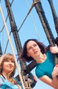 Two girls on a boat Royalty Free Stock Photo