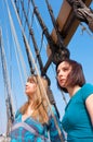 Two girls on a boat Royalty Free Stock Photo