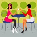 Two girls in the cafe Royalty Free Stock Photo