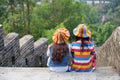 Two girls on the city wall