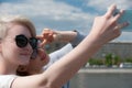 Two girls doing selfie Royalty Free Stock Photo