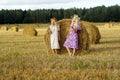 Two girls on the field Royalty Free Stock Photo