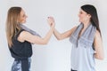 two girls at the gym satisfied after workout Royalty Free Stock Photo