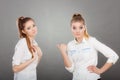 Two girls having argument, interpersonal conflict Royalty Free Stock Photo