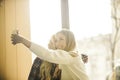 Two girls having fun while drinking coffee Royalty Free Stock Photo