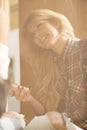 Two girls having fun while drinking coffee Royalty Free Stock Photo