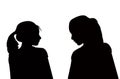 Children talking heads silhouette vector