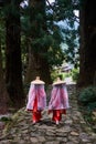 Heian period kimonos at Daimonzaka slopes Royalty Free Stock Photo