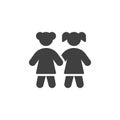 Two girls hold hands vector icon