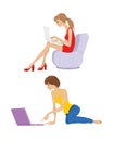 Two girls with laptop Royalty Free Stock Photo