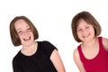 Two girls laughing
