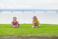 Two girls on the lawn