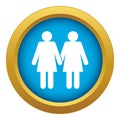 Two girls lesbians icon blue vector isolated