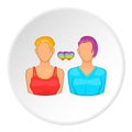 Two girls lesbians icon, cartoon style