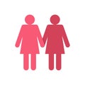 Two girls lesbians icon, flat style