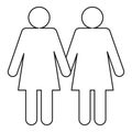 Two girls lesbians icon, outline style