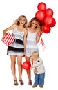 Two girls and a little boy with balloons. Royalty Free Stock Photo