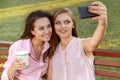 Two girls making selfie Royalty Free Stock Photo