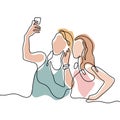 Two girls making selfie vector illustration Royalty Free Stock Photo