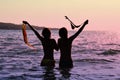 Two girls in ocean Royalty Free Stock Photo