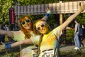 Two girls painted at Color Run Bucharest