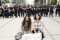 Two girls peaceful protest.