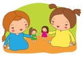 Two girls play dolls Royalty Free Stock Photo