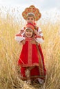 Two girls in the Russian national sundresses