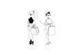 Two girls Shopping drawing illustrations Royalty Free Stock Photo