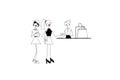 Two girls Shopping drawing illustrations Royalty Free Stock Photo