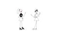 Two girls Shopping drawing illustrations Royalty Free Stock Photo