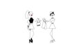 Two girls Shopping drawing illustrations Royalty Free Stock Photo