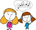 Two girls singing