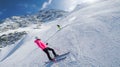 Two Girls On The Slopes In Solden Austria In Full Winter Ski Season Royalty Free Stock Photo