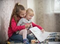 Two girls spending time at home drawing with markers Royalty Free Stock Photo