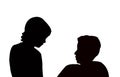 Two girls talking body part, silhouette vector