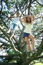 Two girls in tree Royalty Free Stock Photo